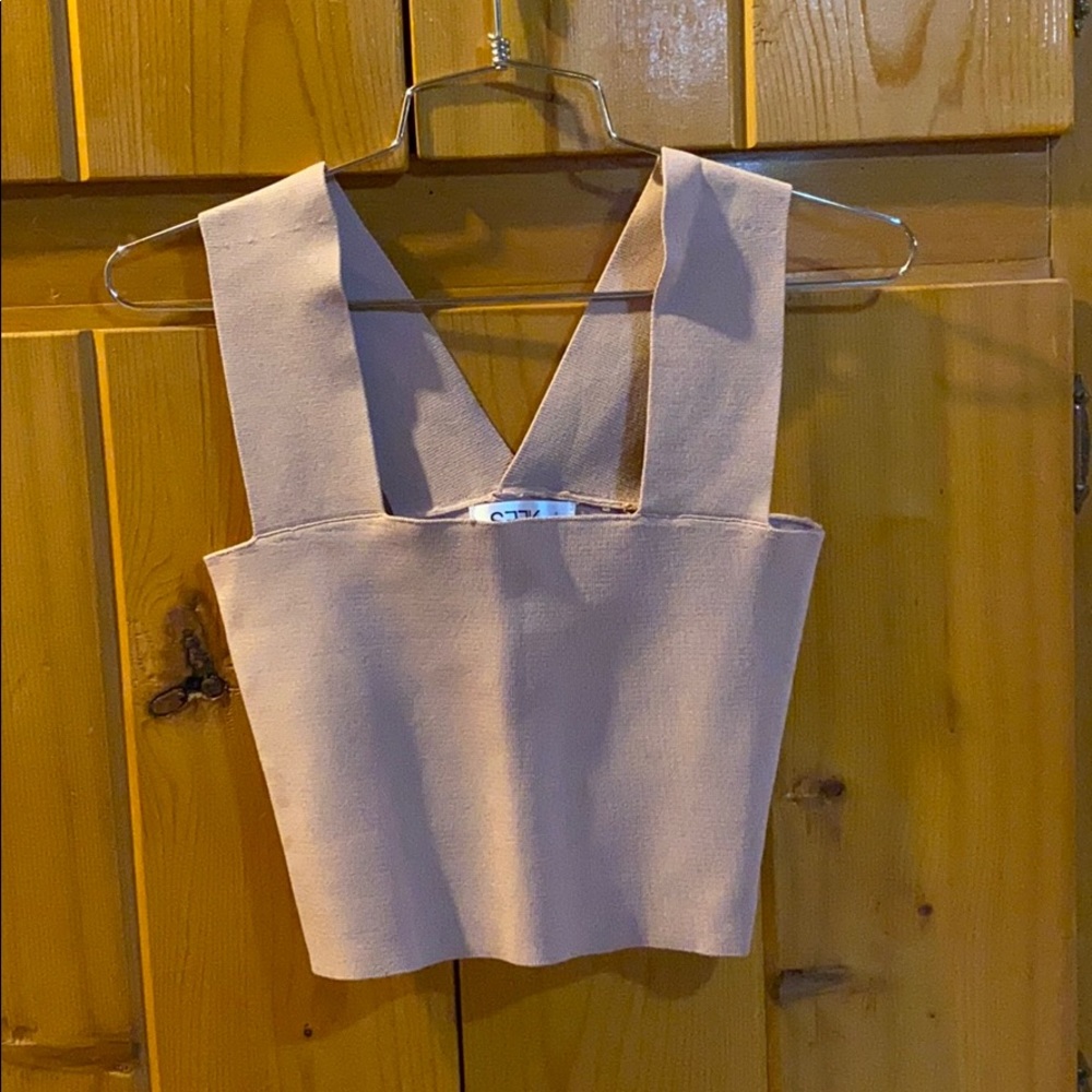 LF bandage thick strap crop top in muted pink